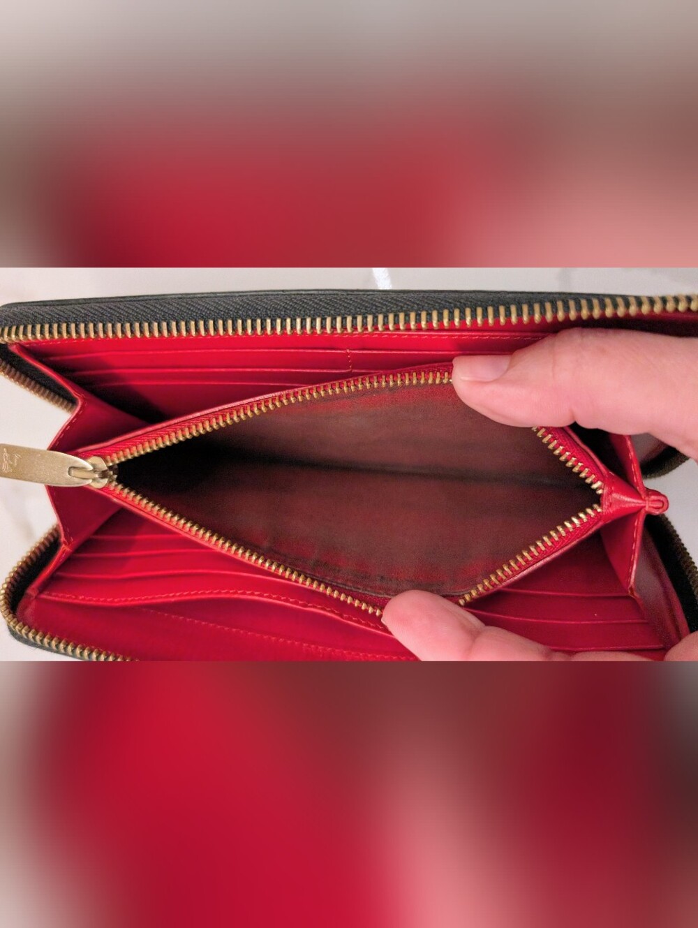 Christian Louboutin Black Leather Studded Wallet with Silver Spikes - Picture 6 of 9